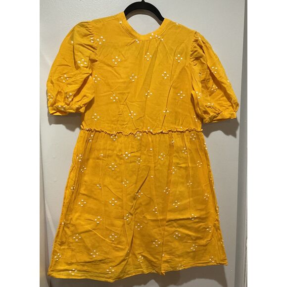 Vero Moda Yellow Prairie Dress Cotton Linen Lined Cottagecore Women's Small - Picture 1 of 14